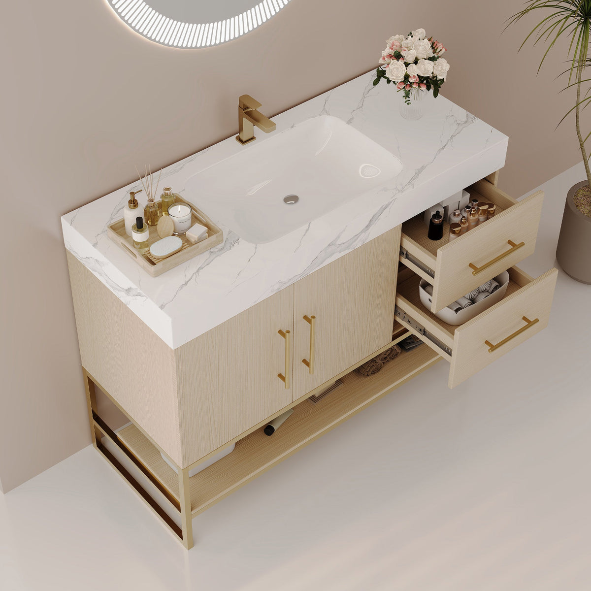 36" Modern Free-Standing Bathroom Vanity with Seamless Sink