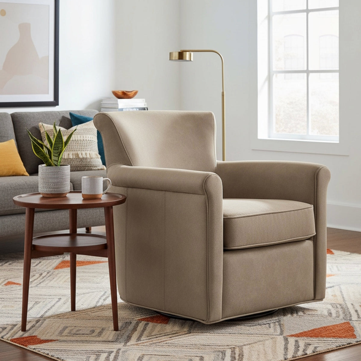 Westly Faux Leather Swivel Accent Chair - Willow