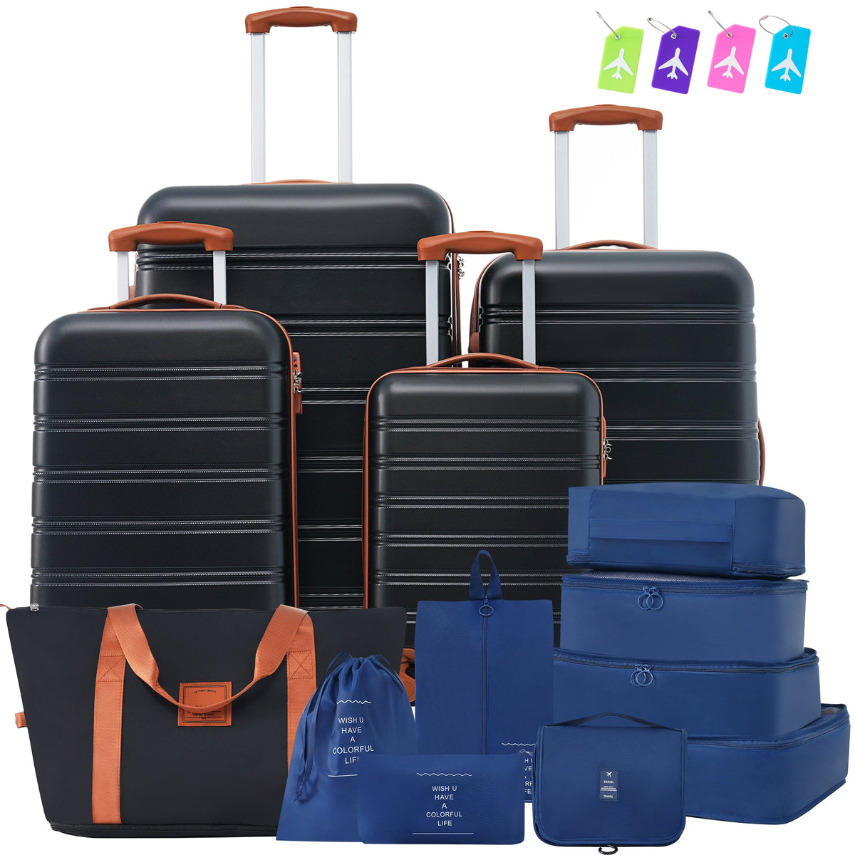 Hardshell Luggage Sets 4 pcs + Bag Spinner Suitcase with TSA Lock