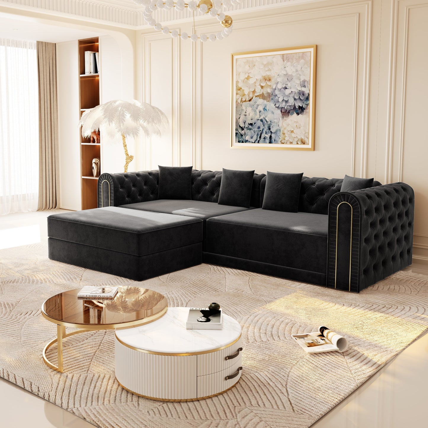 90.6" 3-in-1 Convertible Sleeper Sofa