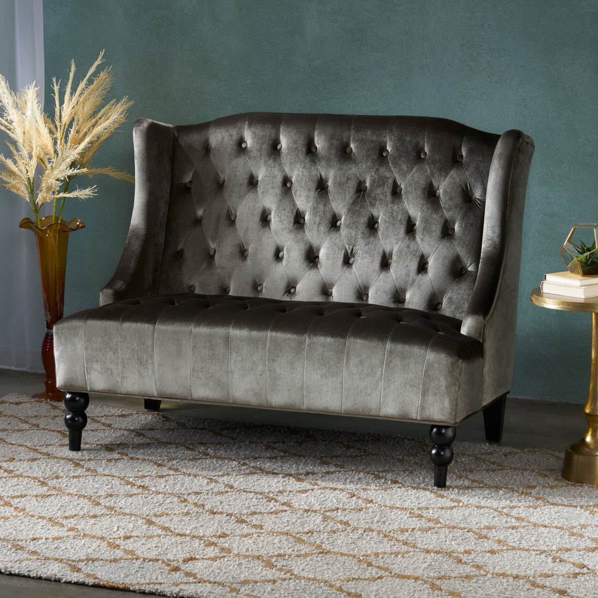 Modern Glam Velvet Loveseat