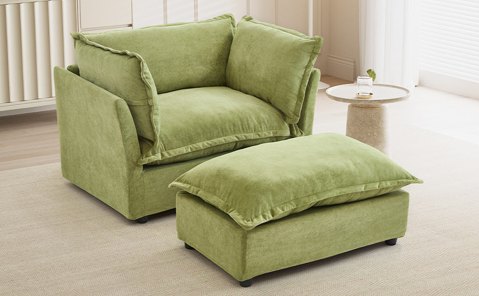 Modern Armchair Sofa with Movable Ottoman