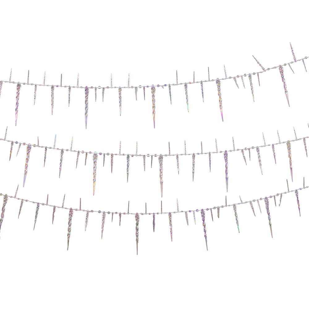Crystal Clear Twisted Icicle Garland - 9 Foot