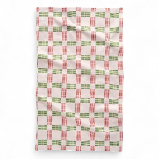 Be Merry Plaid Geometry Tea Towel