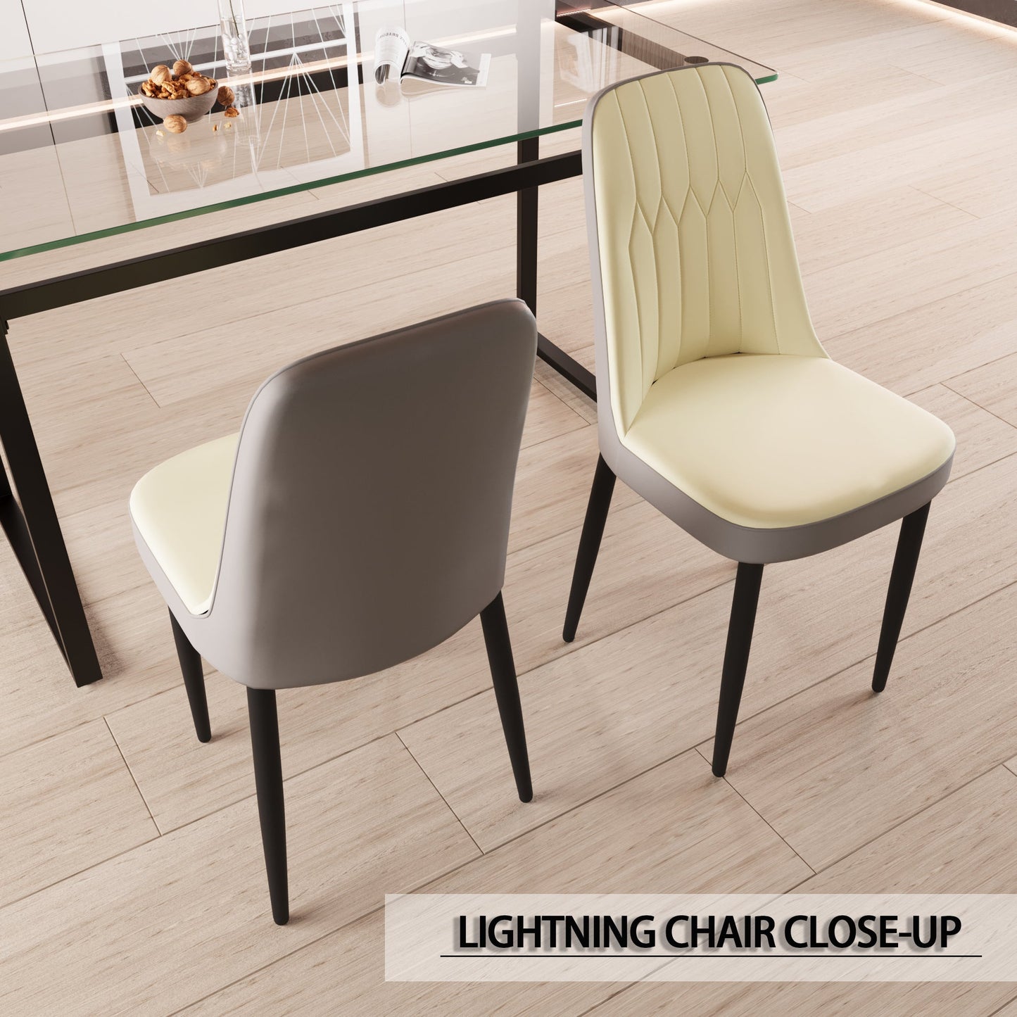 Set of 2 Modern PU Leather Dining Chairs