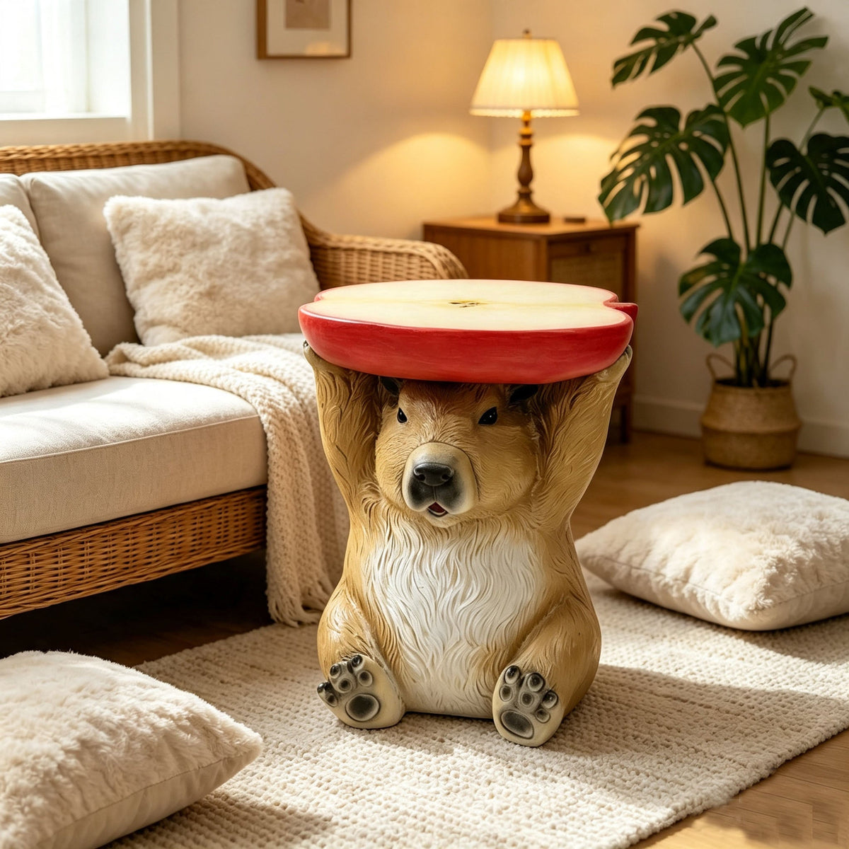 14'' Capybara Holding Apple Slice Stool