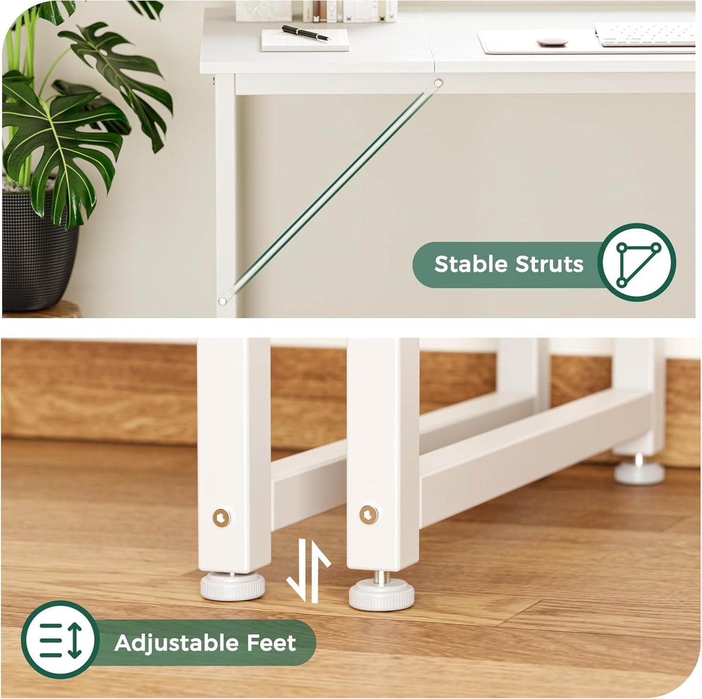 80 Inch White Computer Desk With Storage Metal Frame