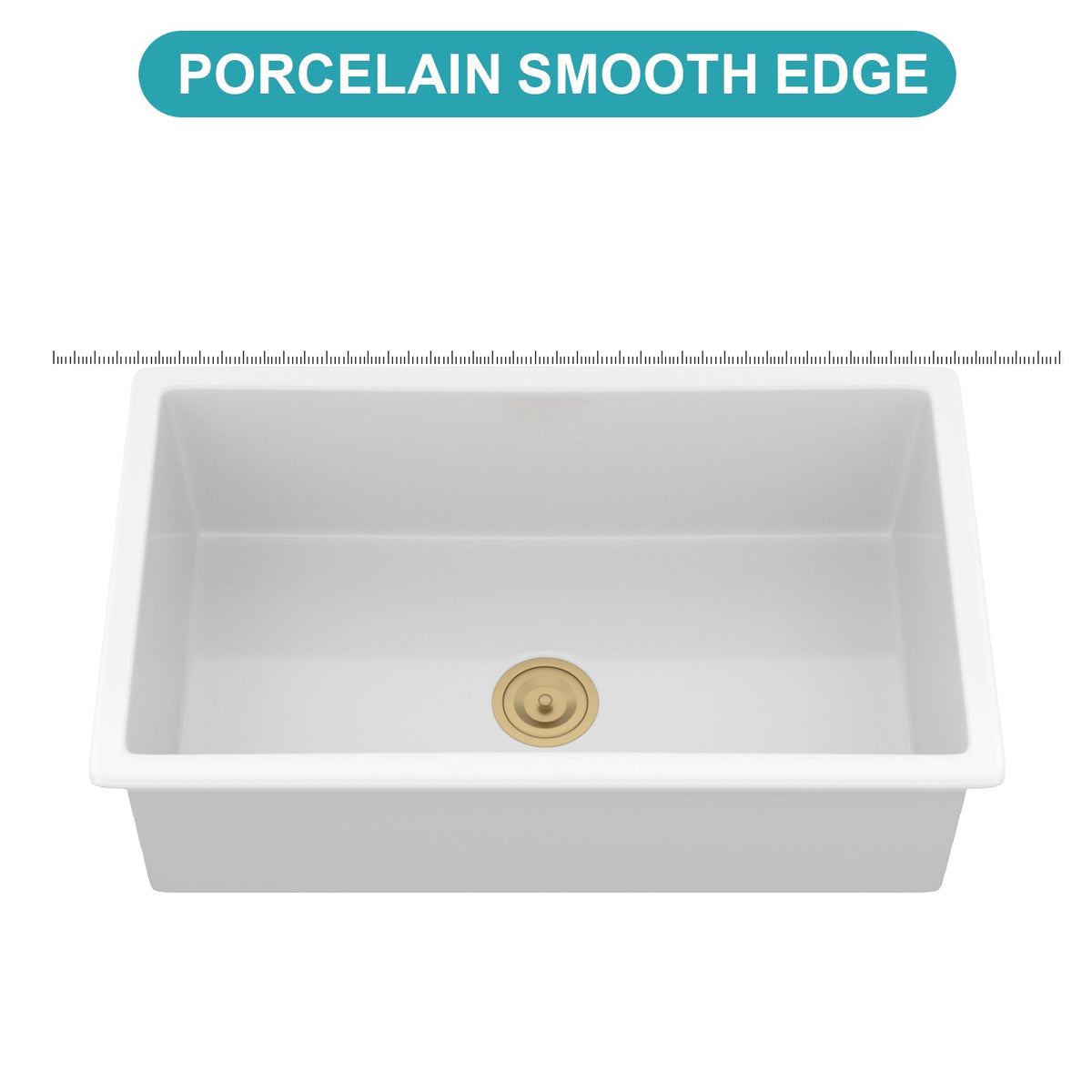 32" Undermount Single Bowl Fireclay Kitchen Sink