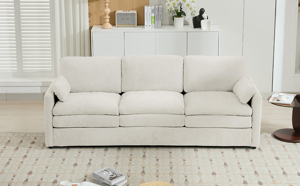 Cozy Upholstered 3-Seater Sofa with Plush Double Cushion and Ergonomic Design