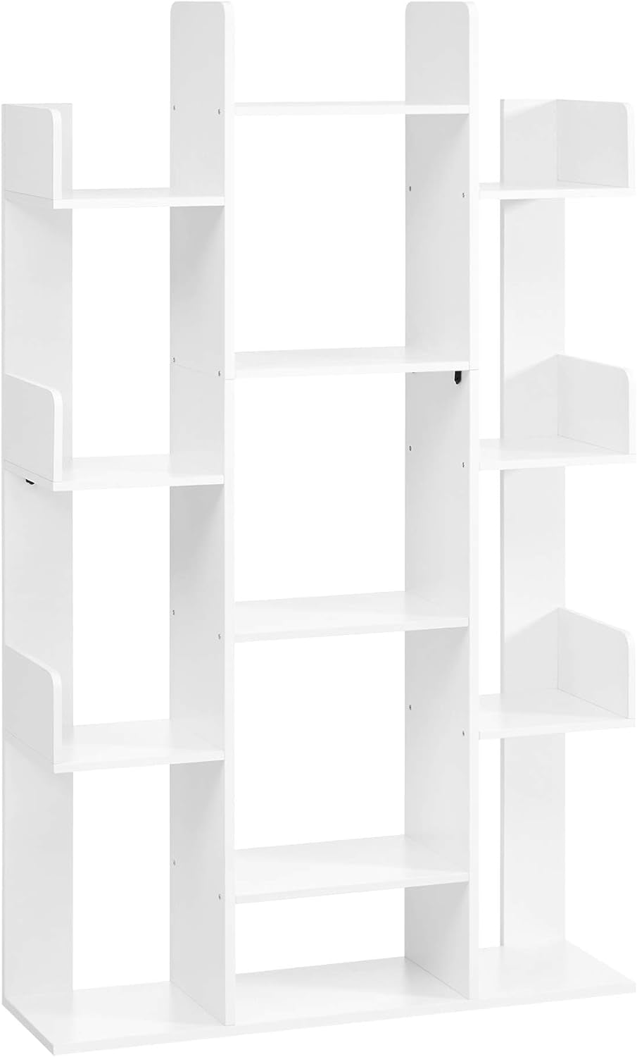 Tree Shaped Bookcase Freestanding White 13 Shelves Storage
