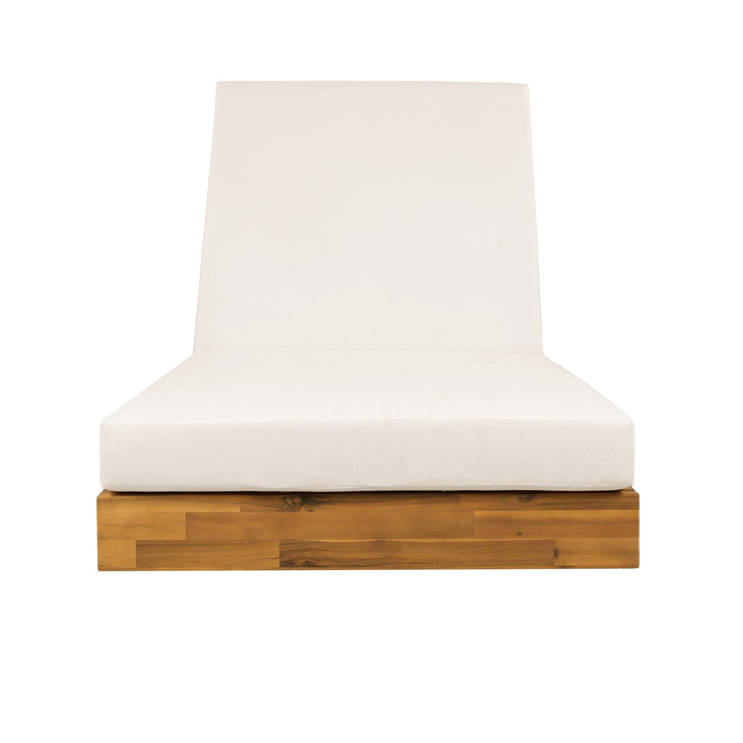 Acacia Wood Chaise Lounge with Cushion - Teak Finish
