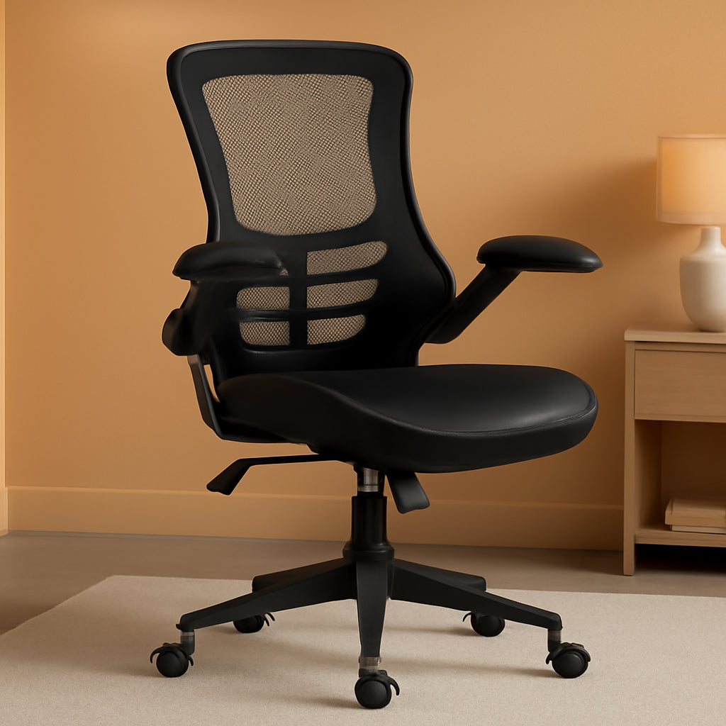 Kelista Mid-Back Ergonomic Office Chair With Adjustable Height, Black
