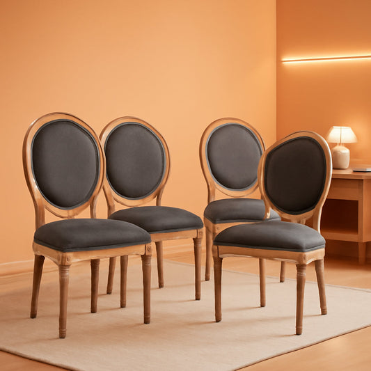 French Country Dining Chairs Set of 4 Oak Wood Round Back