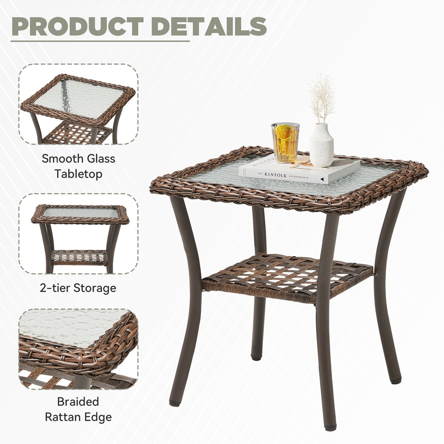 3 Pieces Outdoor Furniture Set with Swivel Gliders