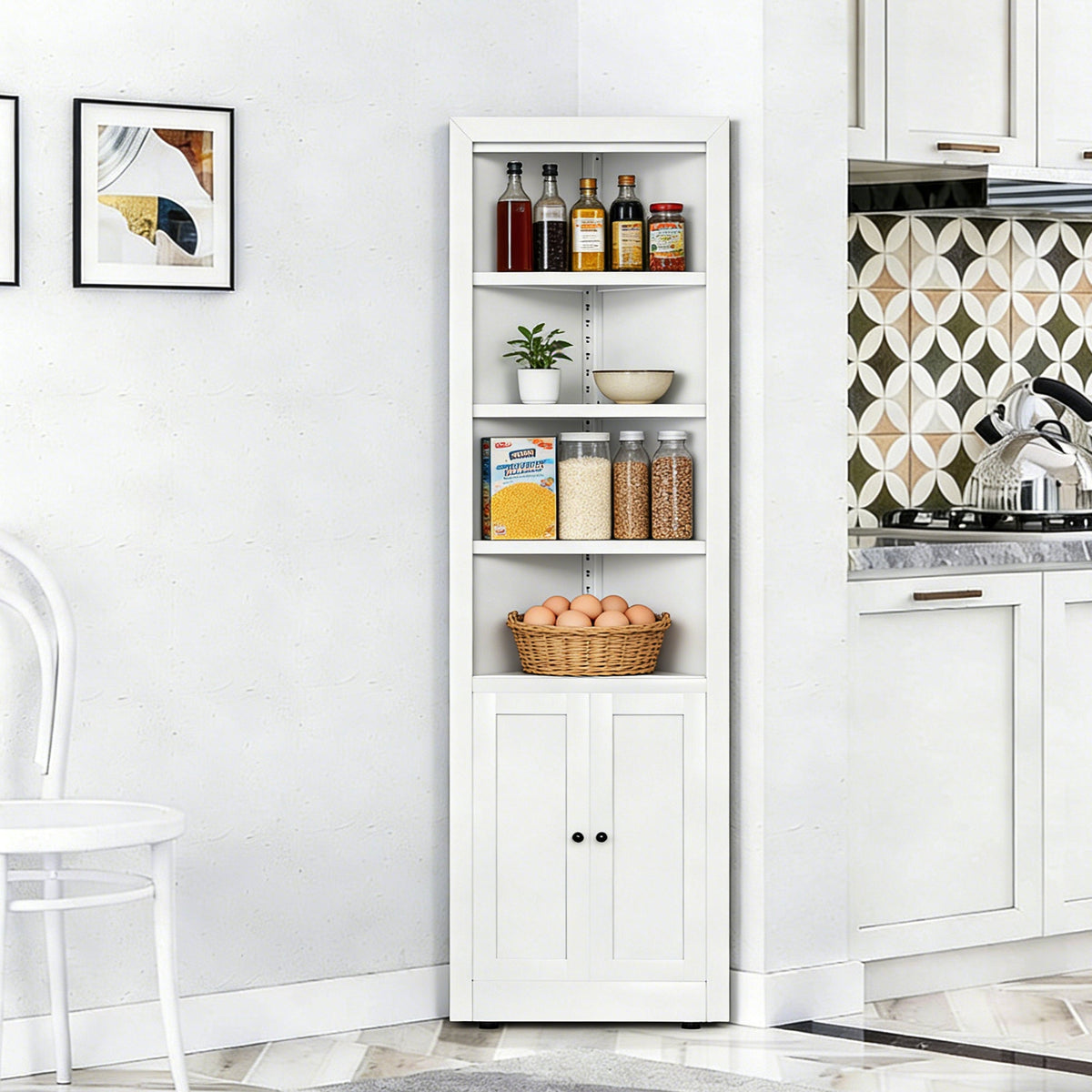 71" Tall Corner Storage Cabinet