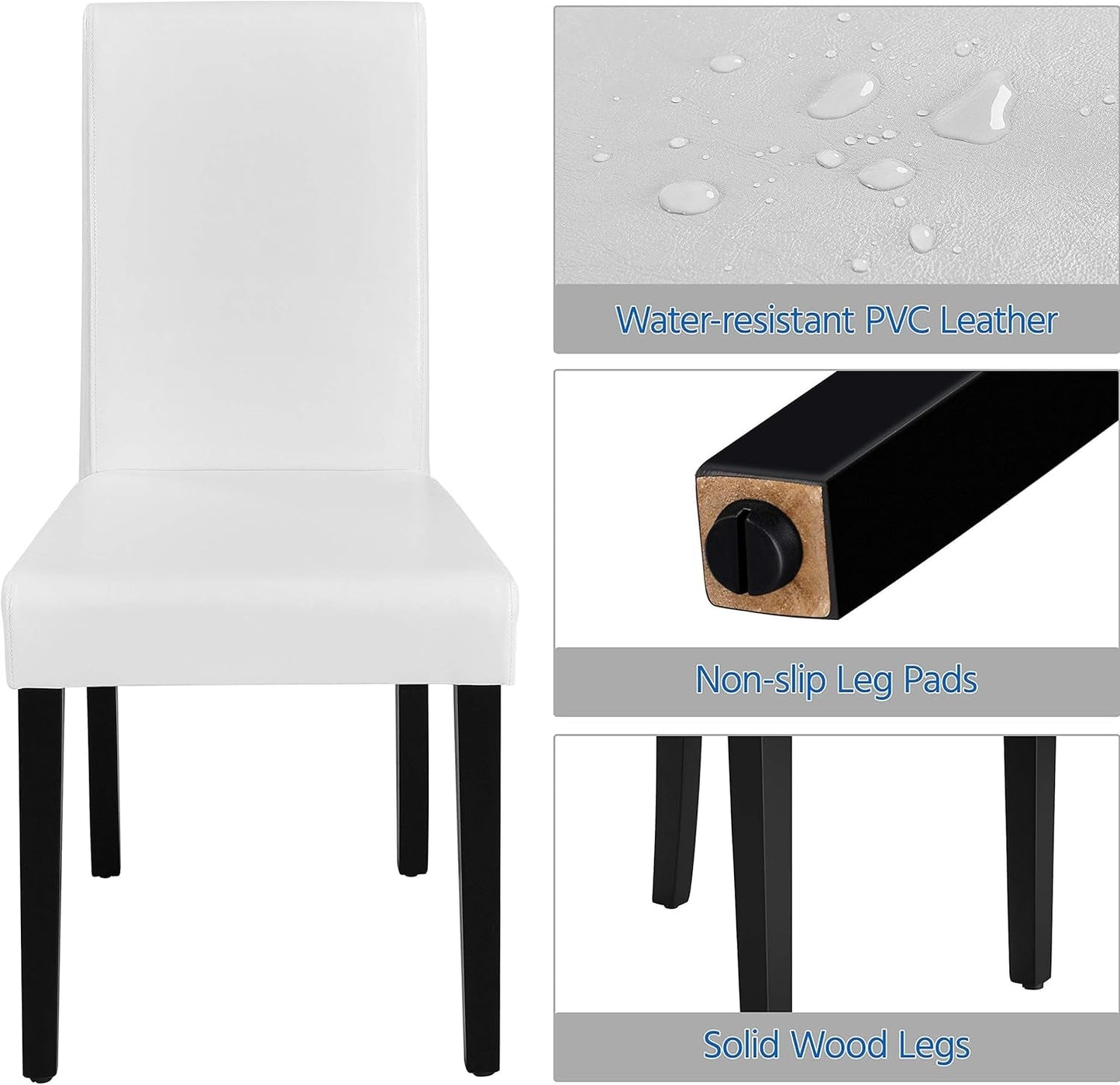 Dining Chair Set Of 4 White Faux Leather Parson Chairs