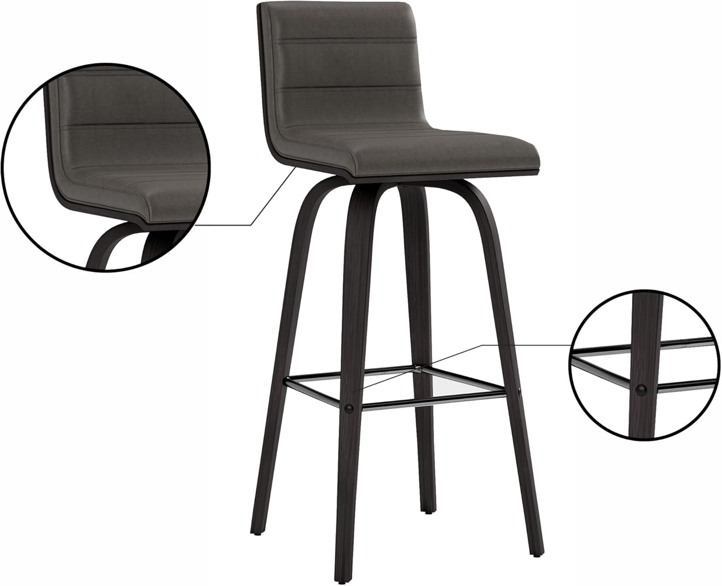 Vienna 30 Inch Bar Height Bar Stool Grey And Black