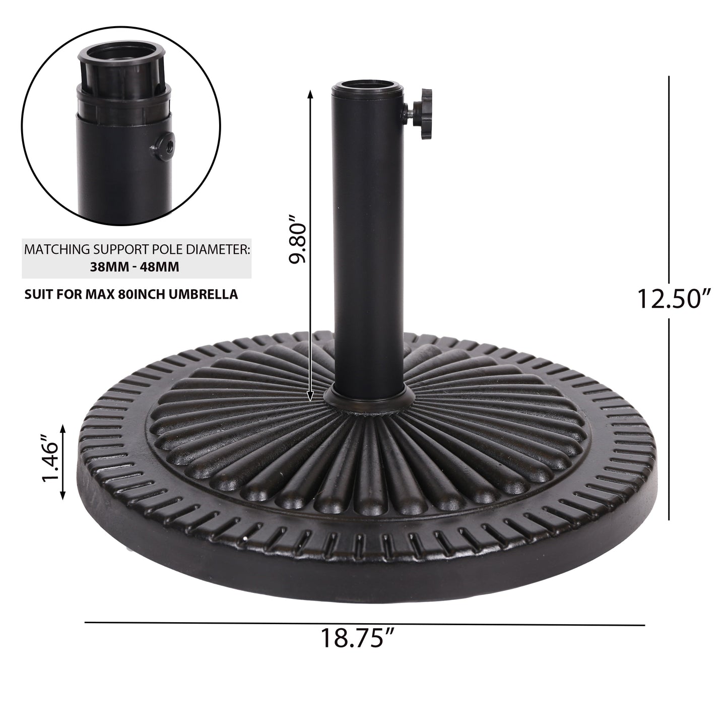 Black Rock Resin Umbrella Base
