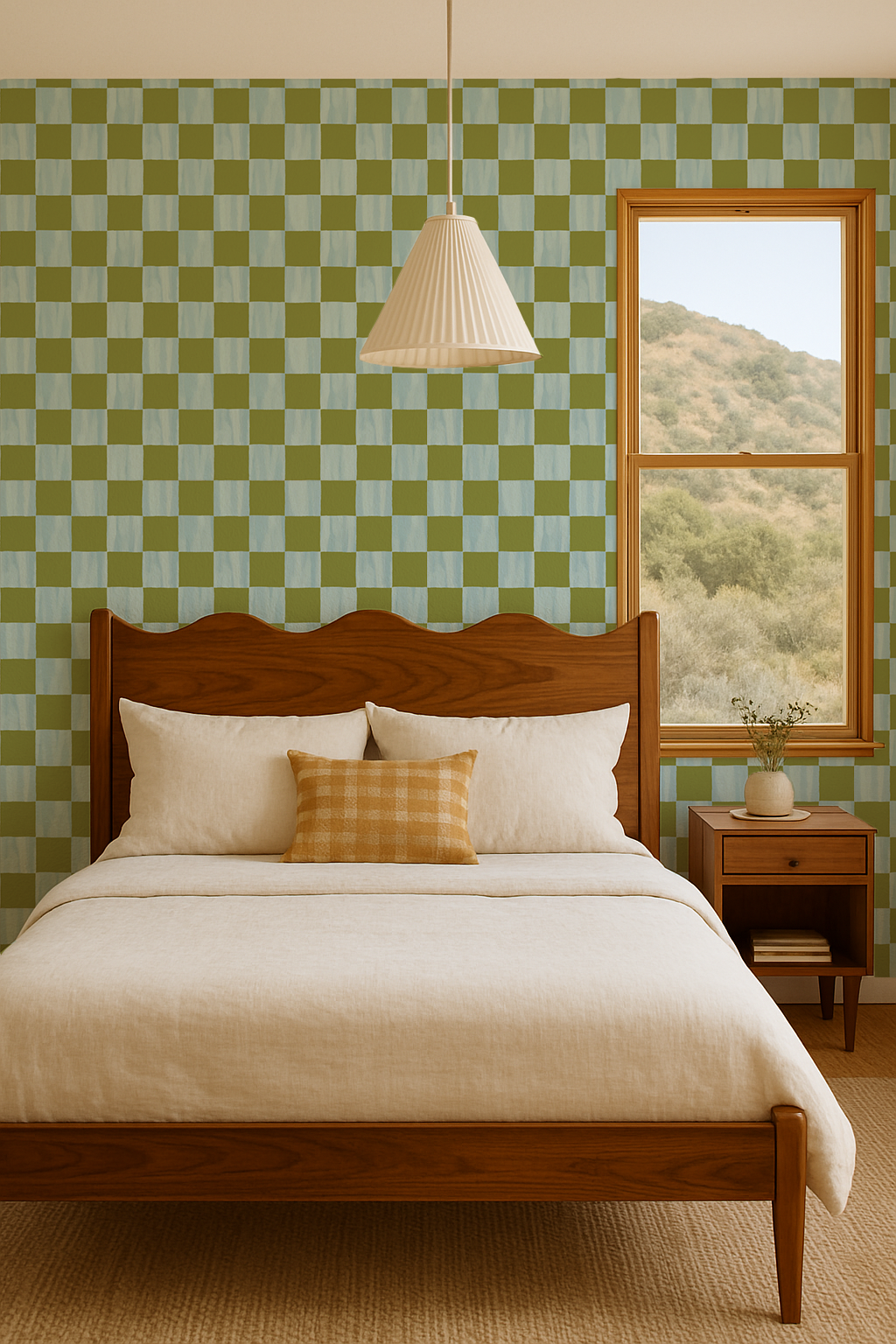 Checkers Wallpaper, blue and green