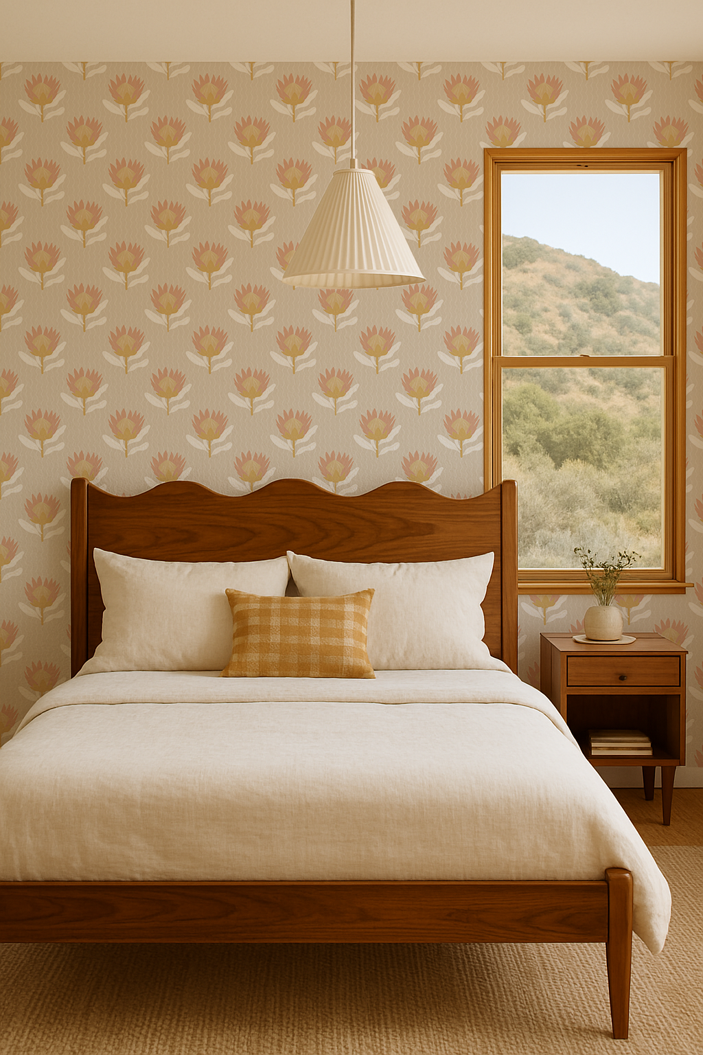 King Protea Wallpaper, tan and light coral