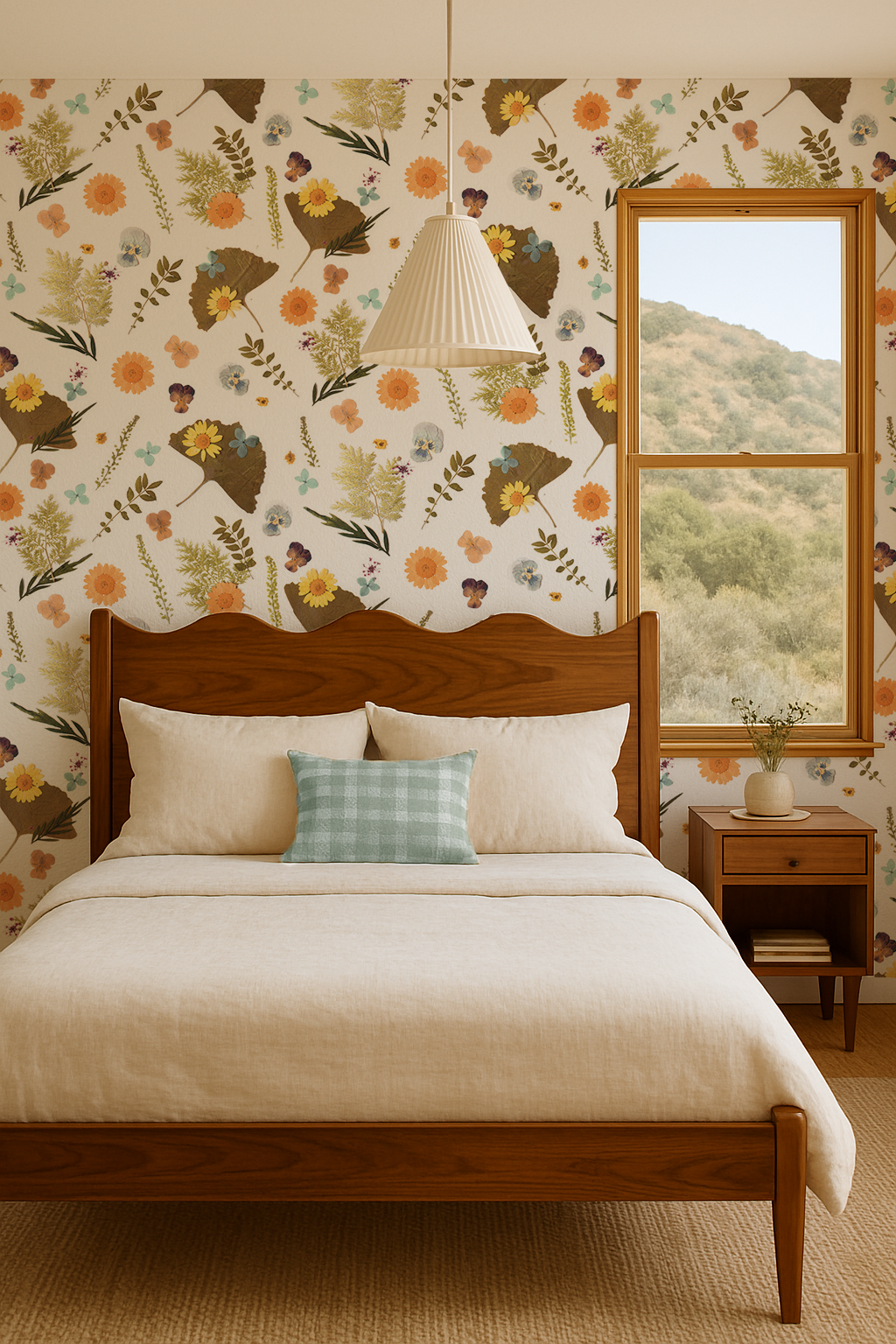 Pressed Fresh Version 01 Wallpaper, merigold & teal