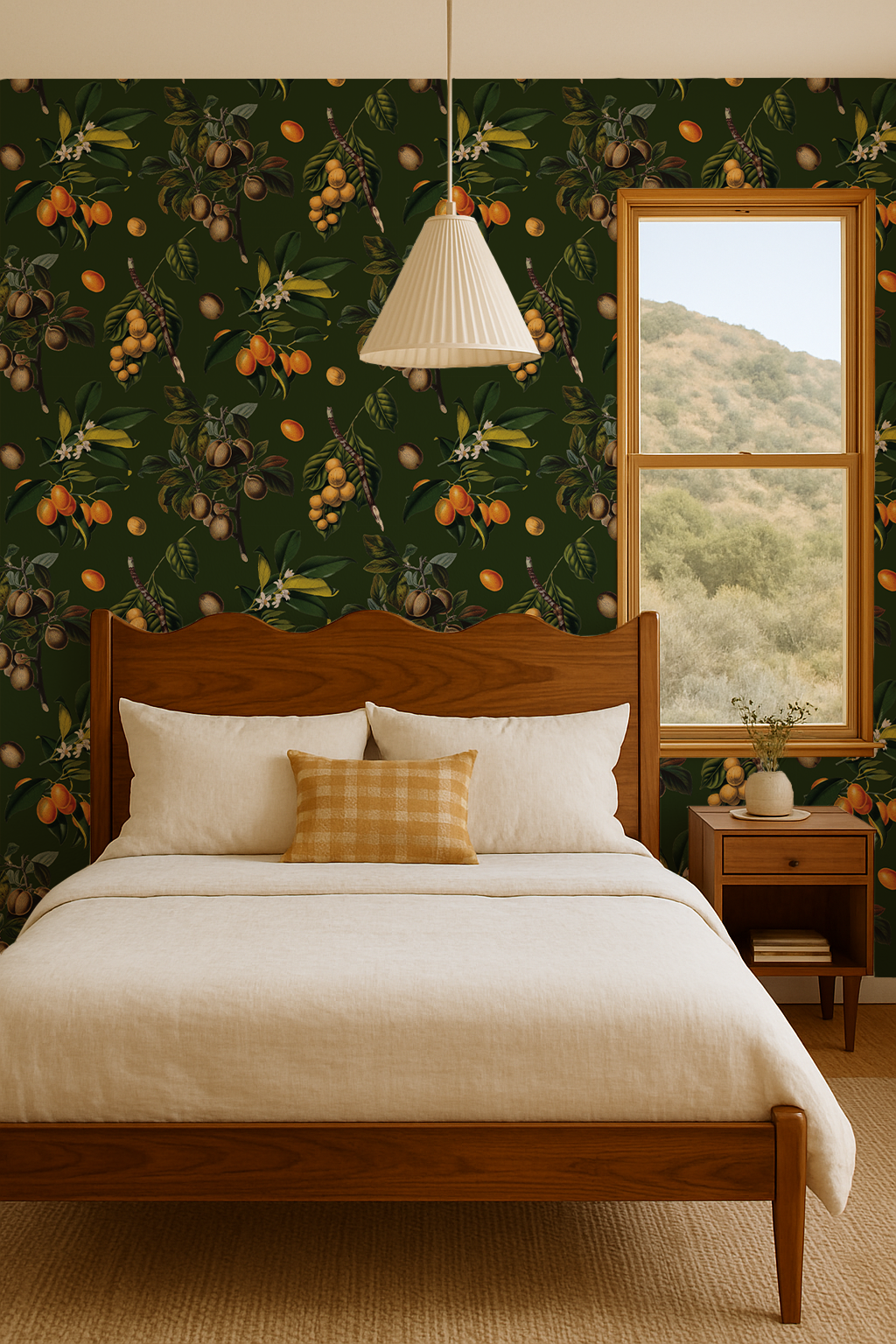 Vintage Orchard Wallpaper, green