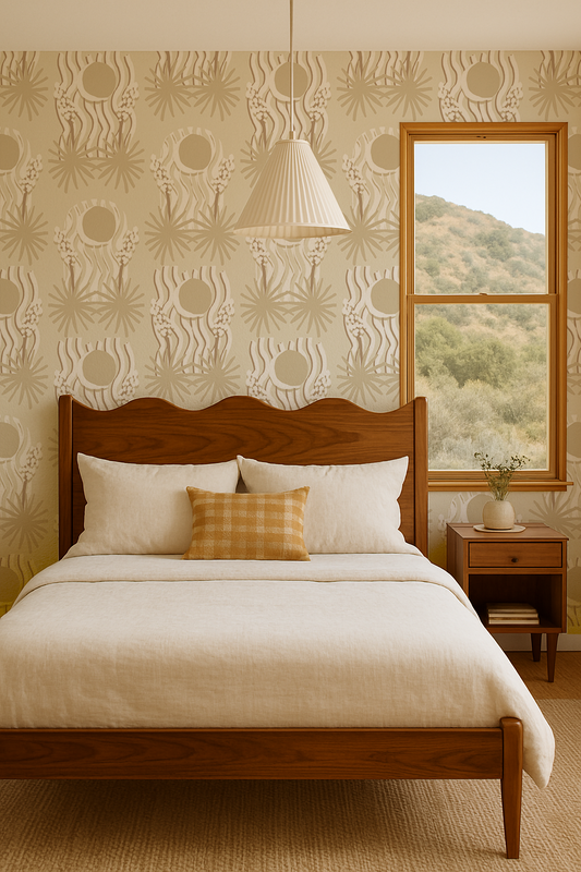 Yucca Moon Wallpaper, white and neutral