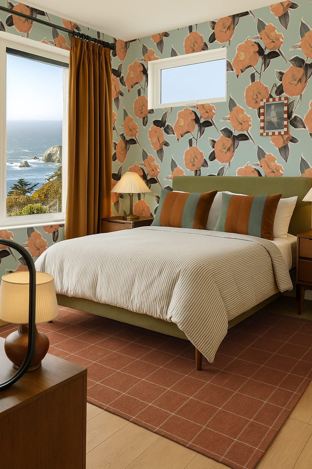 Camellia Wallpaper, light blue