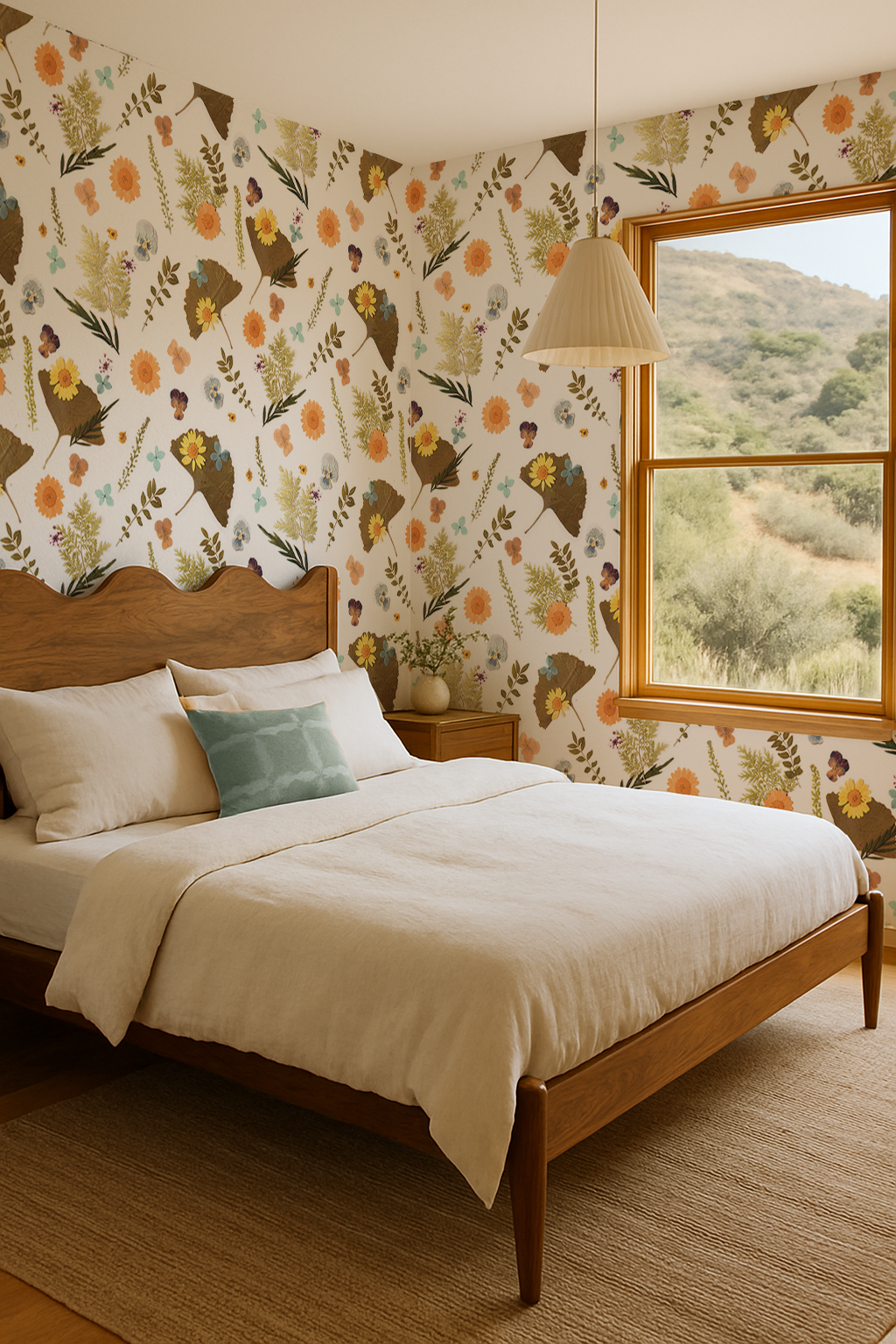 Pressed Fresh Version 01 Wallpaper, merigold & teal