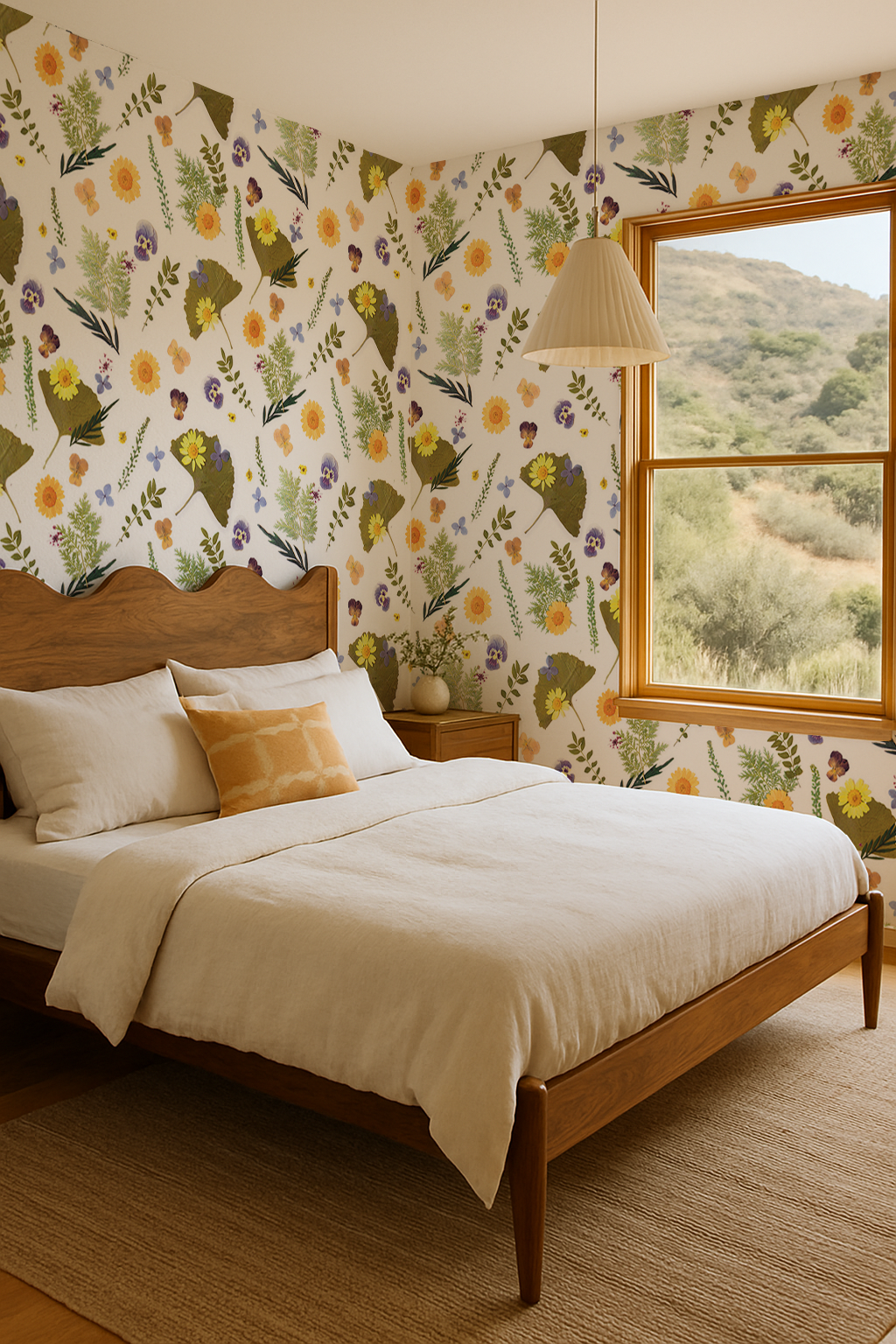 Pressed Fresh Version 01 Wallpaper, yellow and lavender