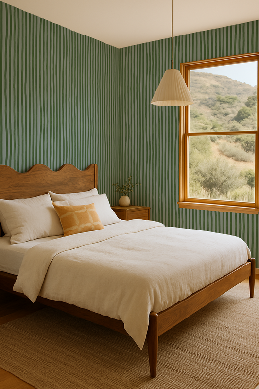 Dolce Stripe Wallpaper, blue and green