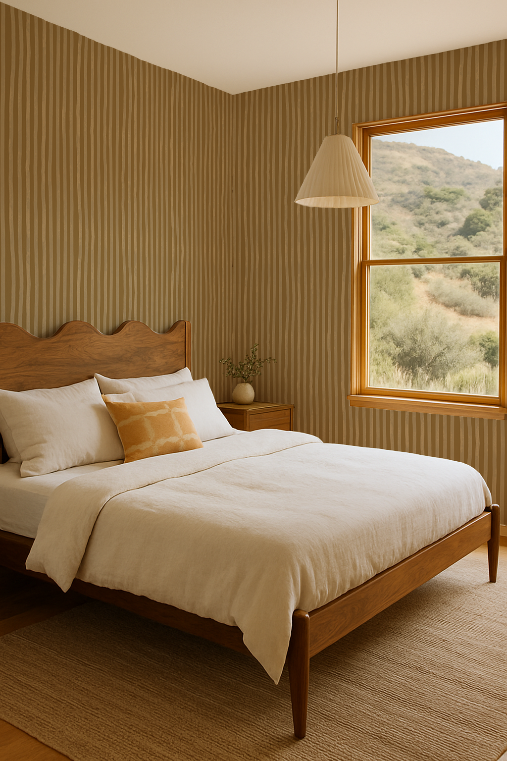 Dolce Stripe Wallpaper, mustard yellow and butter