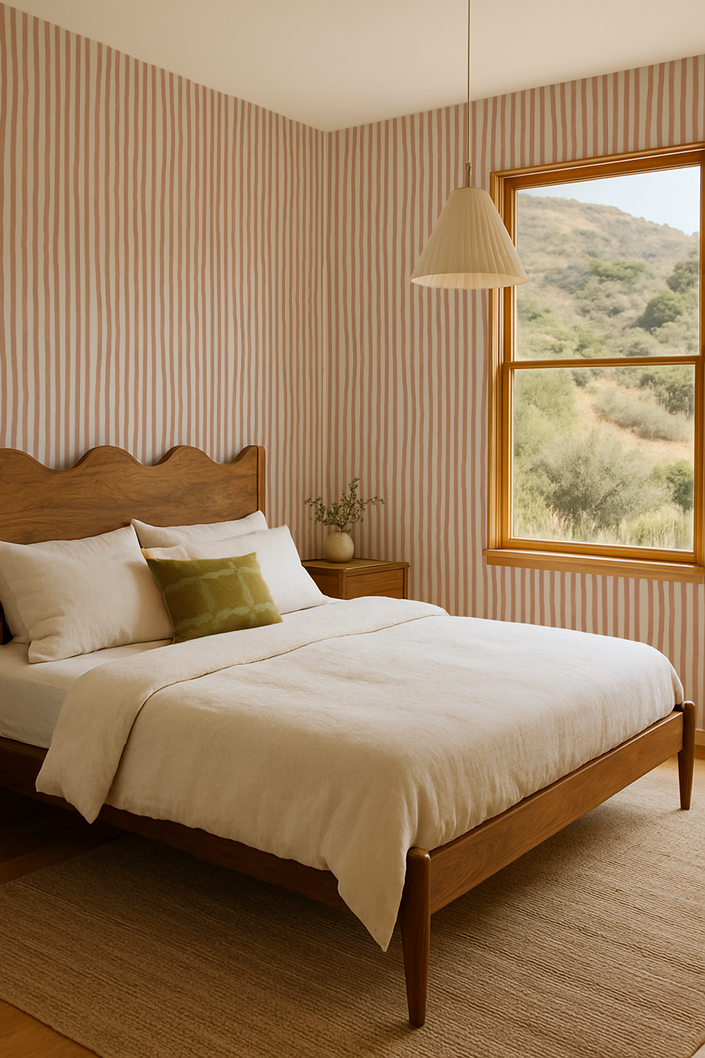 Dolce Stripe Wallpaper, off-white and peach