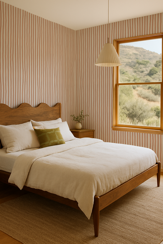 Dolce Stripe Wallpaper, off-white and peach