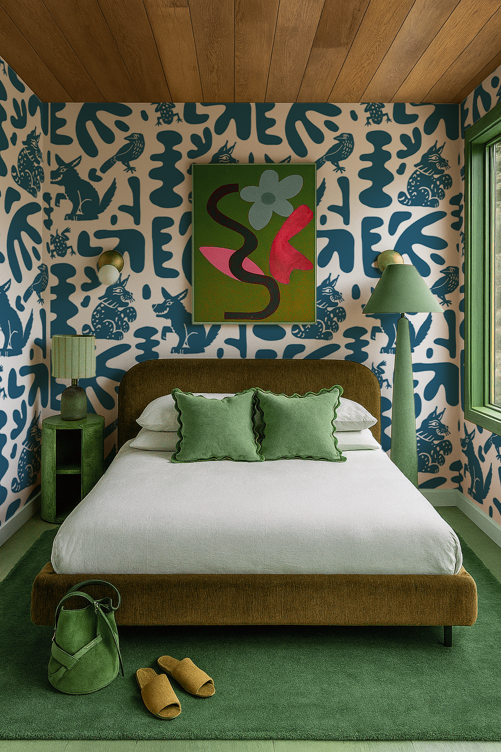 Abstract Animales Wallpaper, white & blue