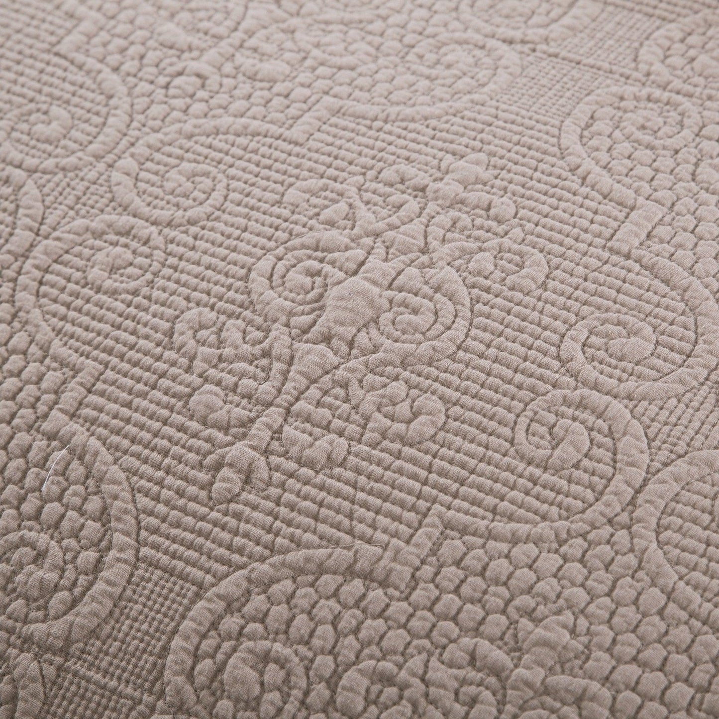 DaDa Bedding Neutral Taupe Beige Sandy Elegant Matelasse Cotton Quilted Bedspread Set (JHW-585)
