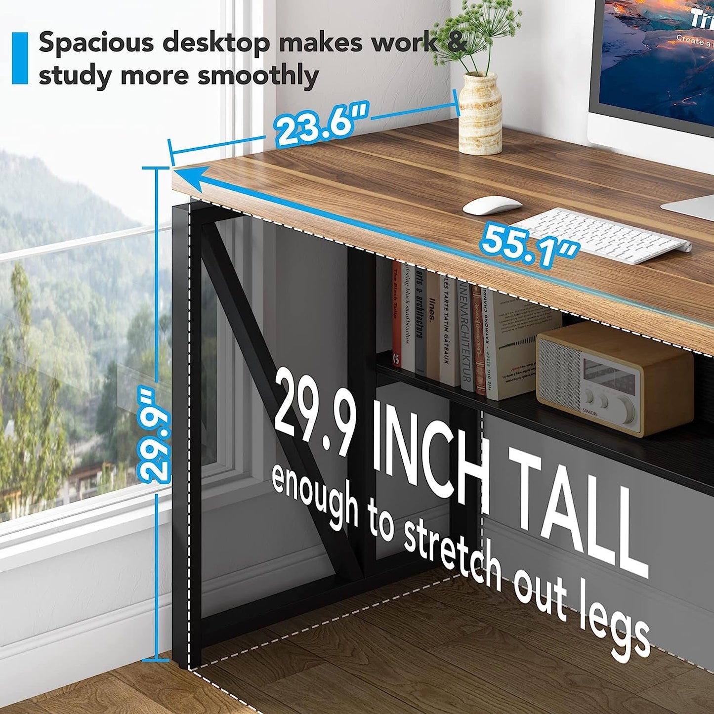 Rustic L Shaped Desk With Storage Cabinet On Wheels