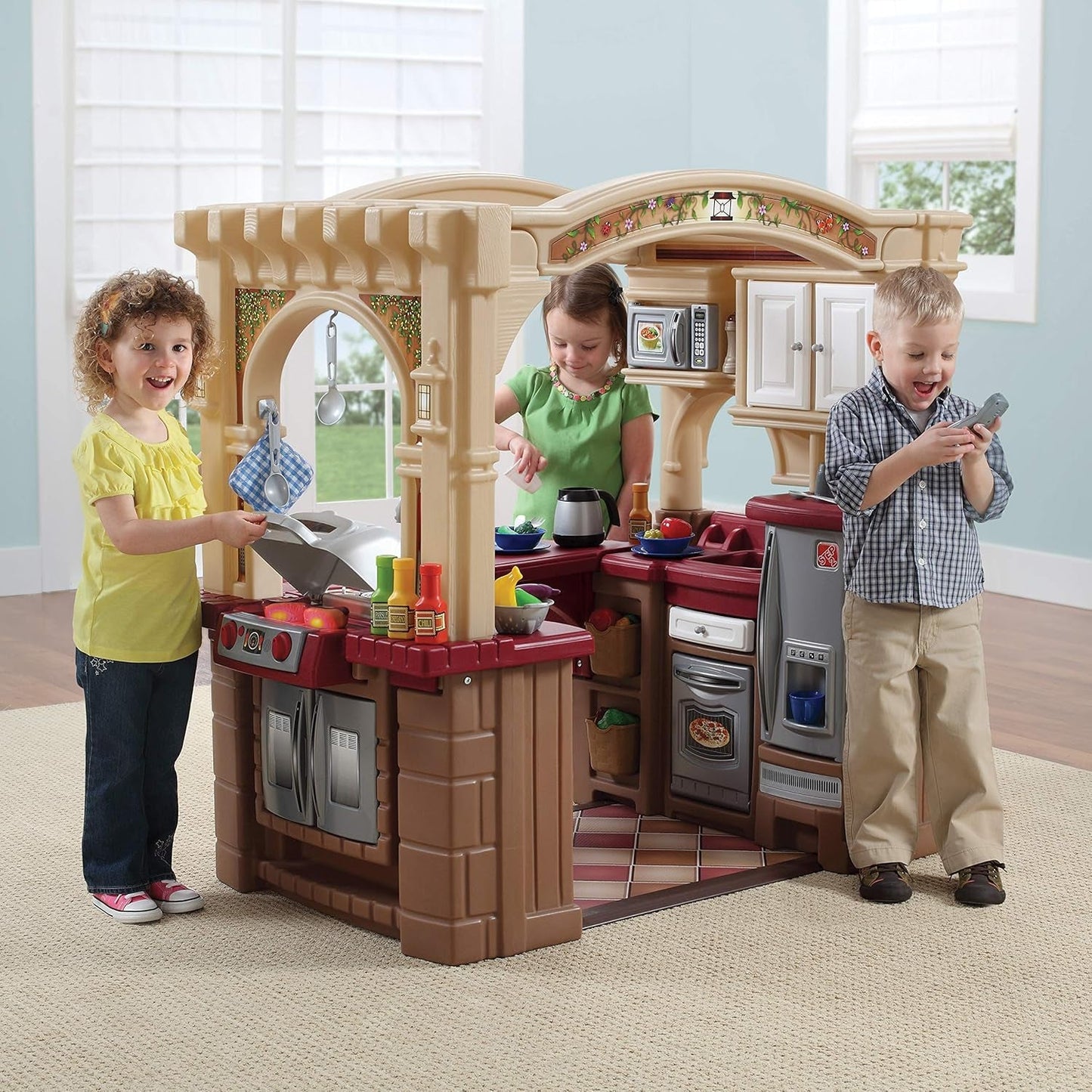 Kids Kitchen Playset With Interactive Lights Brown