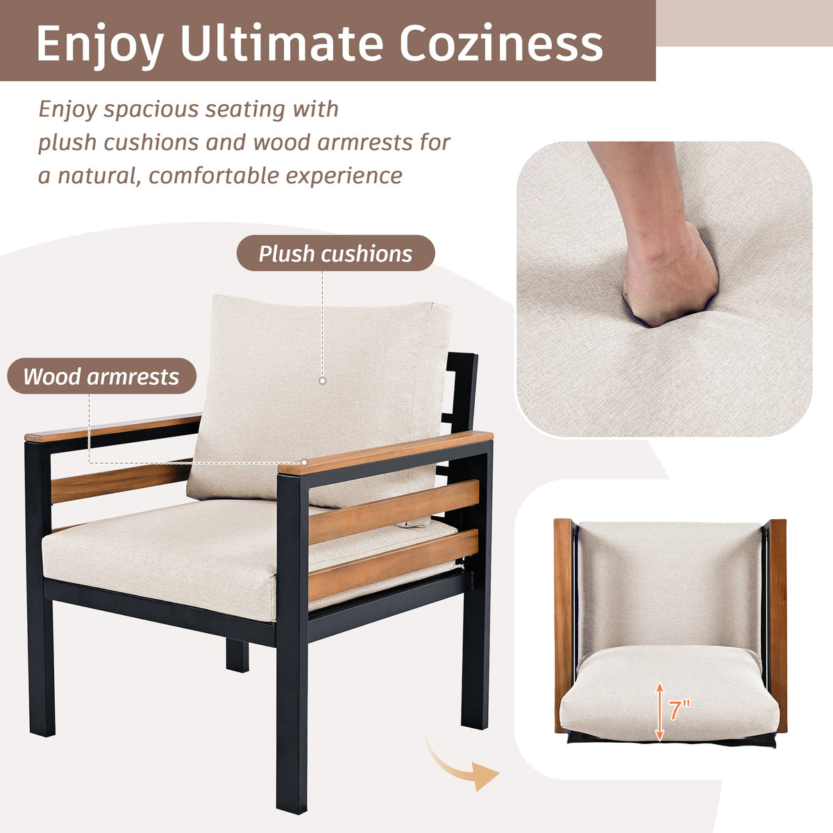 GO 4-Piece Outdoor Furniture Sofa Set for 5 People
