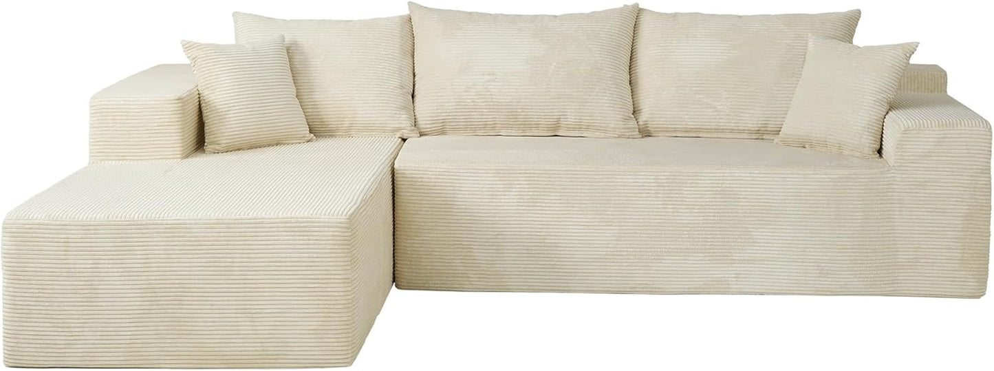Beige L-Shape Modular Sectional Couch for Living Room