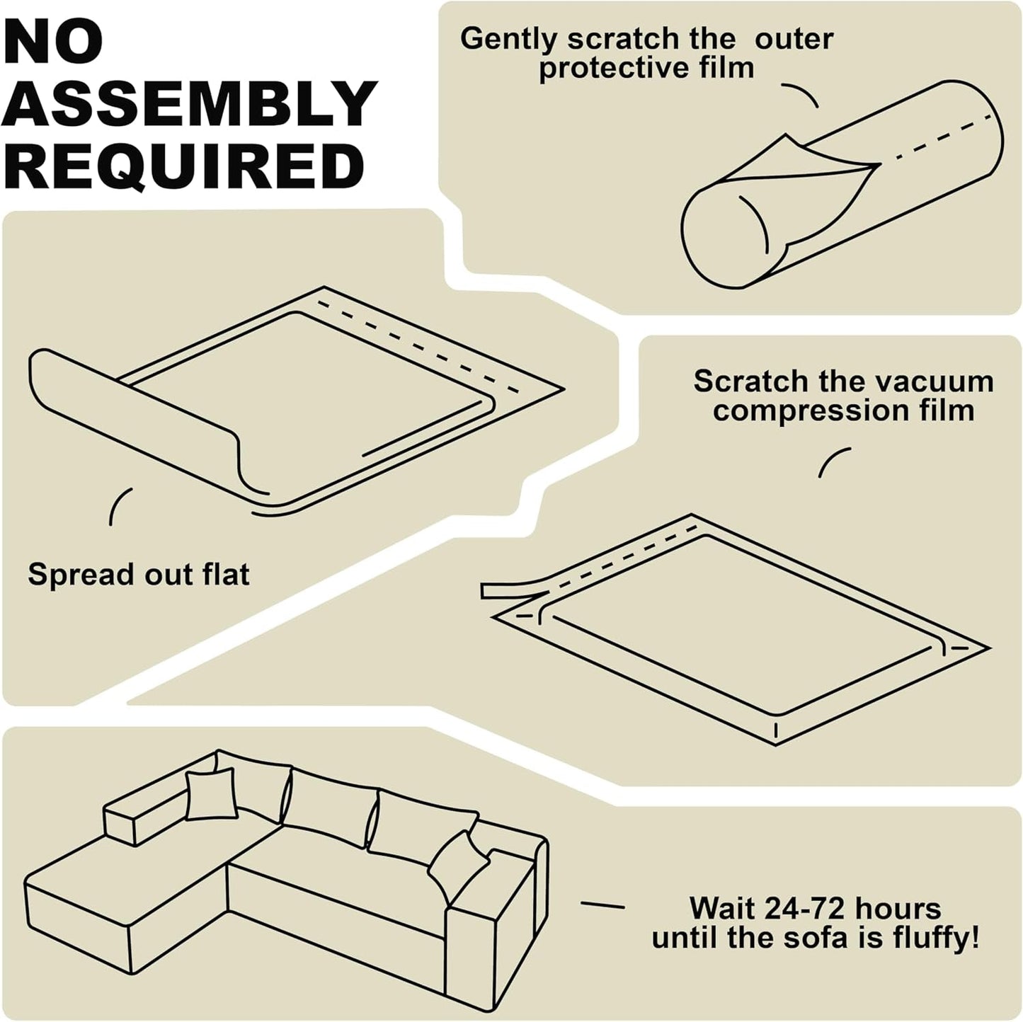 Beige L-Shape Modular Sectional Couch for Living Room