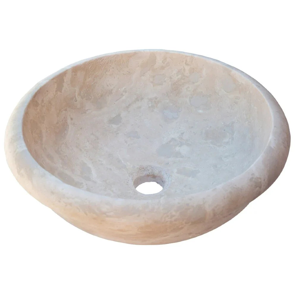 Beige Travertine Natural Stone Drop-in Bathroom Sink Honed and Filled (D)16" (H)6"