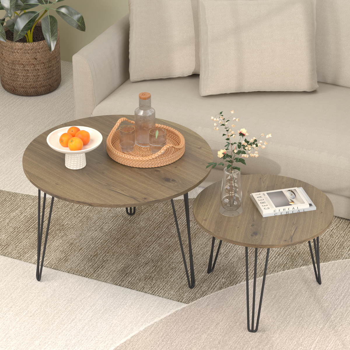 27.56'' Round Nesting Coffee Table Set of 2