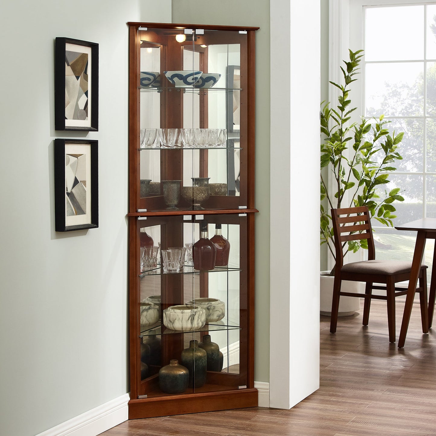 Corner Curio Display Cabinet with Lights