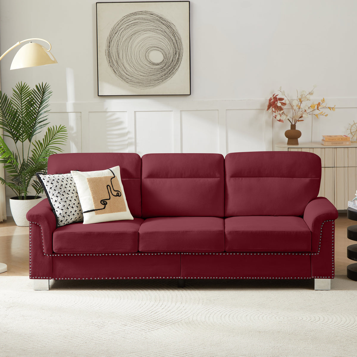 Modern Compressed Snowfleece Fabric 3-Seater Sofa