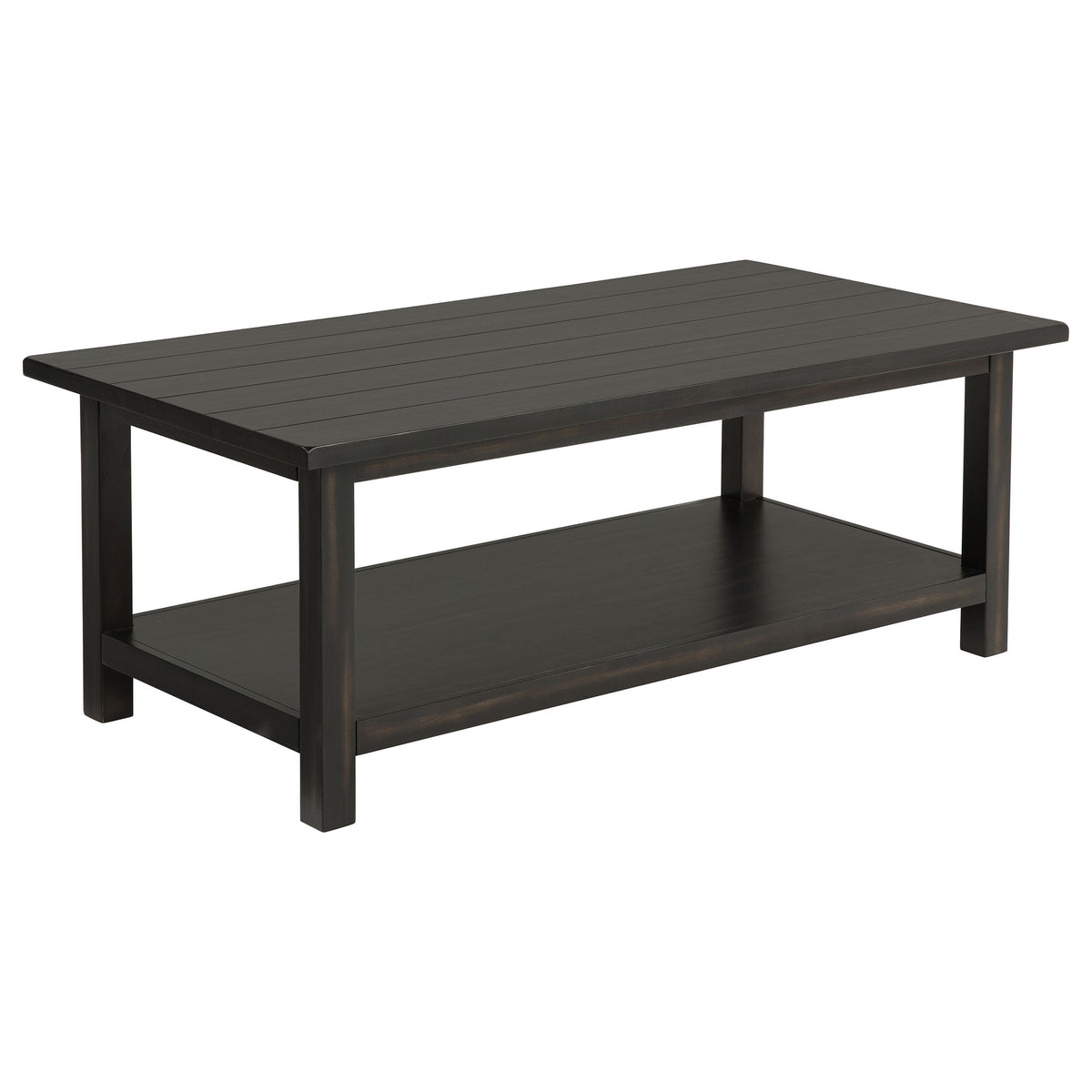 Castleton Distressed Java Wood Coffee Table with Shelf