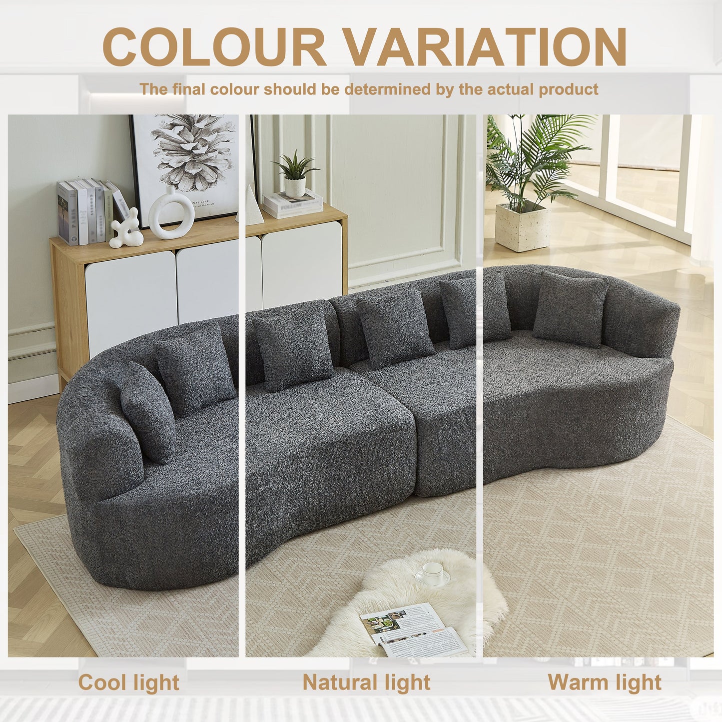 Curved Sectional Sofa - 111.5-Inch Oversized Modern Design