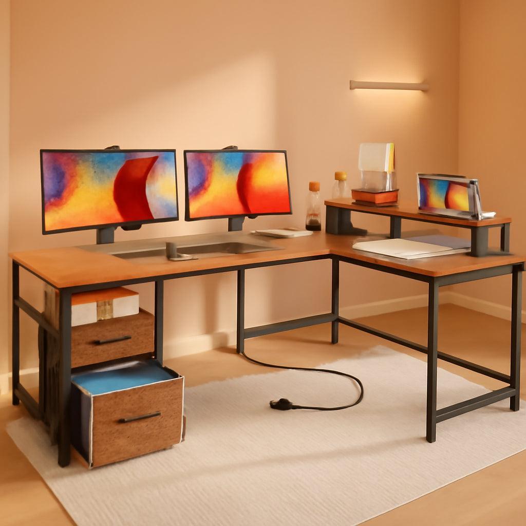 Sixty Three Inch L Shaped Desk USB Port Ergonomic Workspace