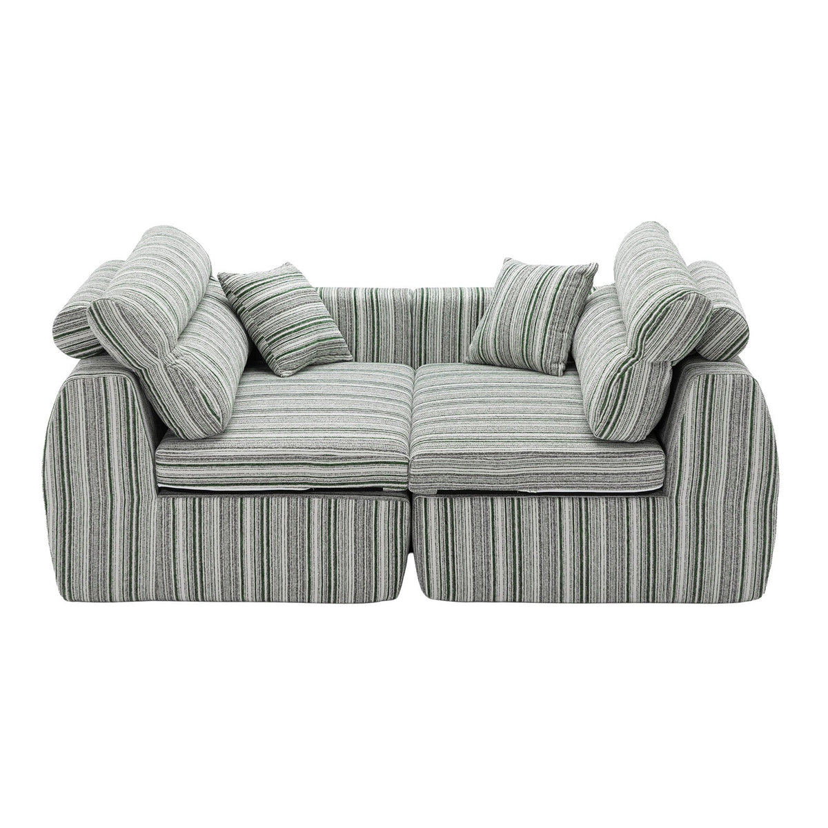 Woven Chenille Striped Compression Sofa - Straight Row Compact Couch