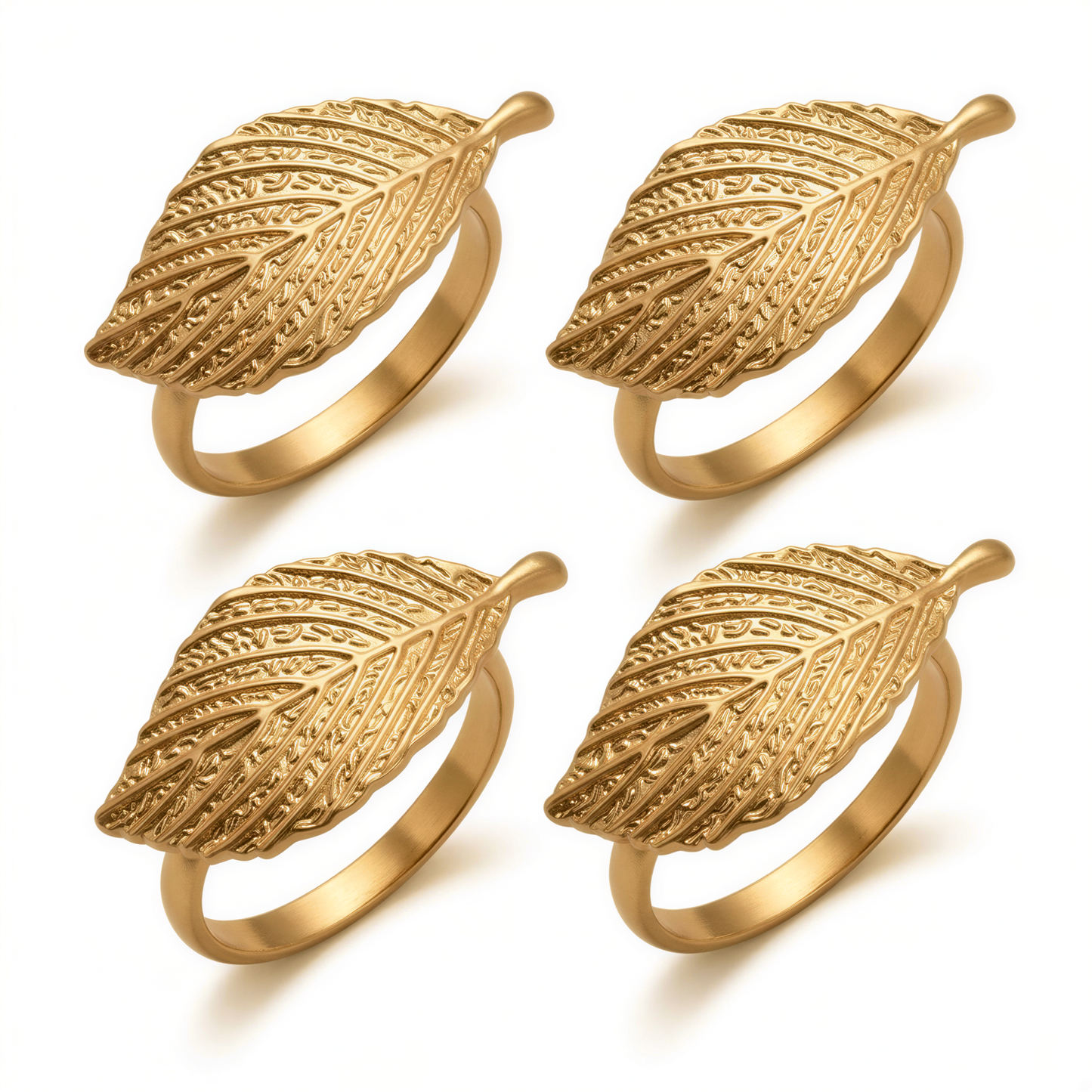 Gold Leaf Napkin Rings – Elegant Napkin Ring Set for Wedding Table Decor